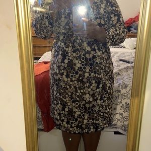 Maternity dress brown black poka dot